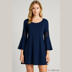 Roommates Navy Blue Bell Sleeve Mini Dress S